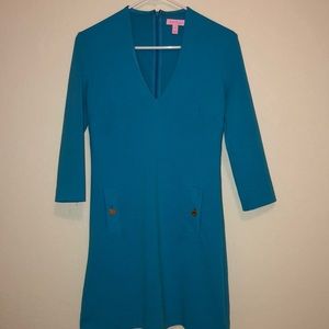 Bright teal dress
